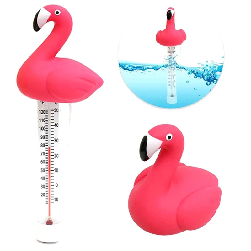 1PC Zwembad Thermometer Water Thermometer Cartoon Flamingo Vorm Thermometer an excellent decoration to your swimming pool