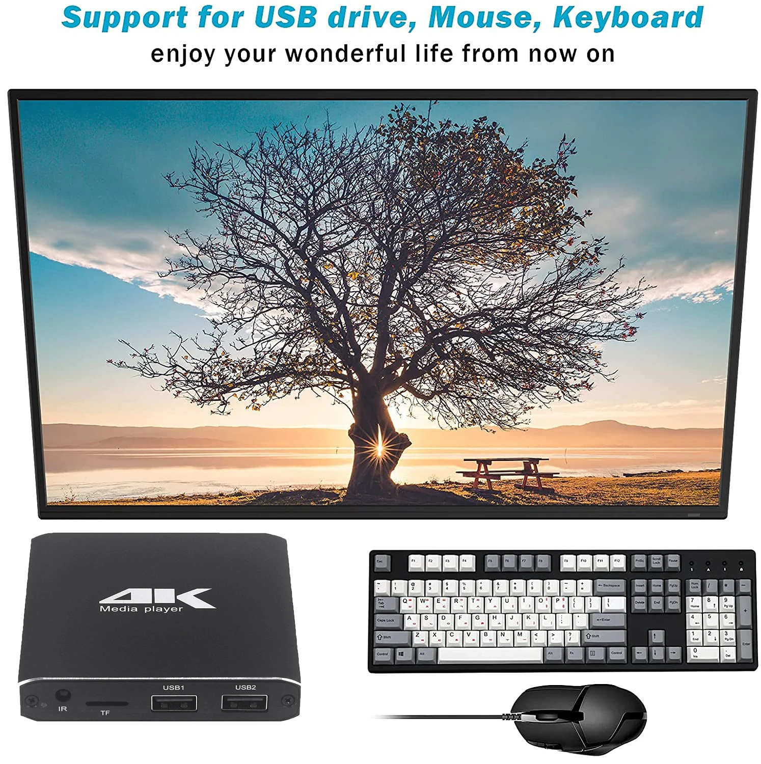 メディアプレーヤーと互換性のある自動ループ再生,マウス,HD,tf,av,hdmi,usbディスク,4k,h.265をサポート