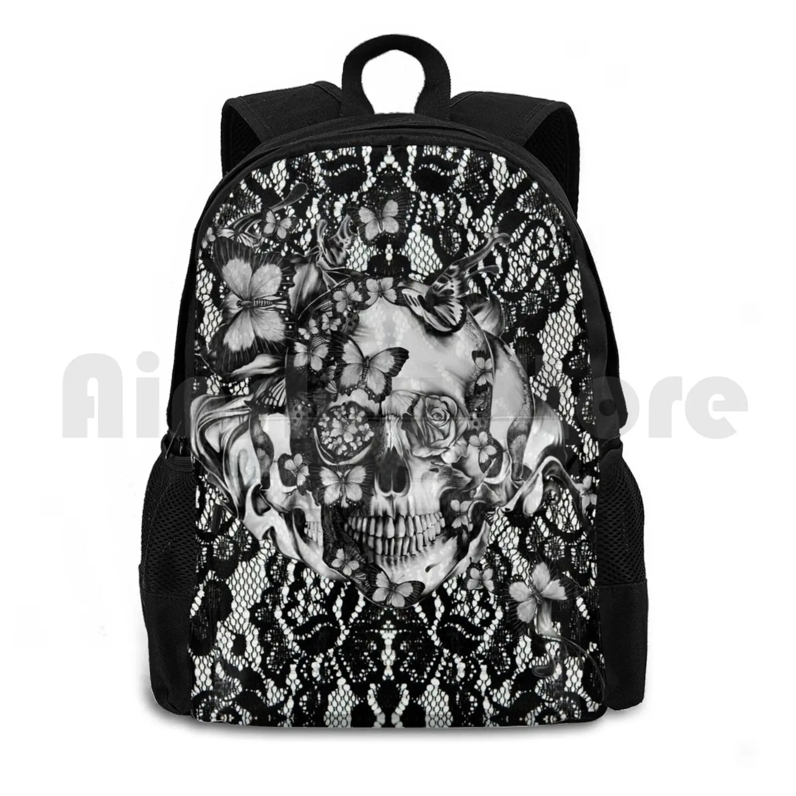 

Lace Skull Pattern. Outdoor Hiking Backpack Riding Climbing Sports Bag Lace Skull Lace Skull Gothic Goth Skull Punk Rocker Chic