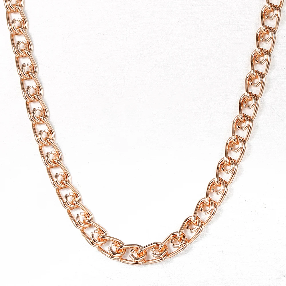 Fashion 585 Rose Gold Color Chain 3mm 5mm Wide Snake Link Necklace For Women Girls  Wedding Party Gifts 50cm 60cm CN41A