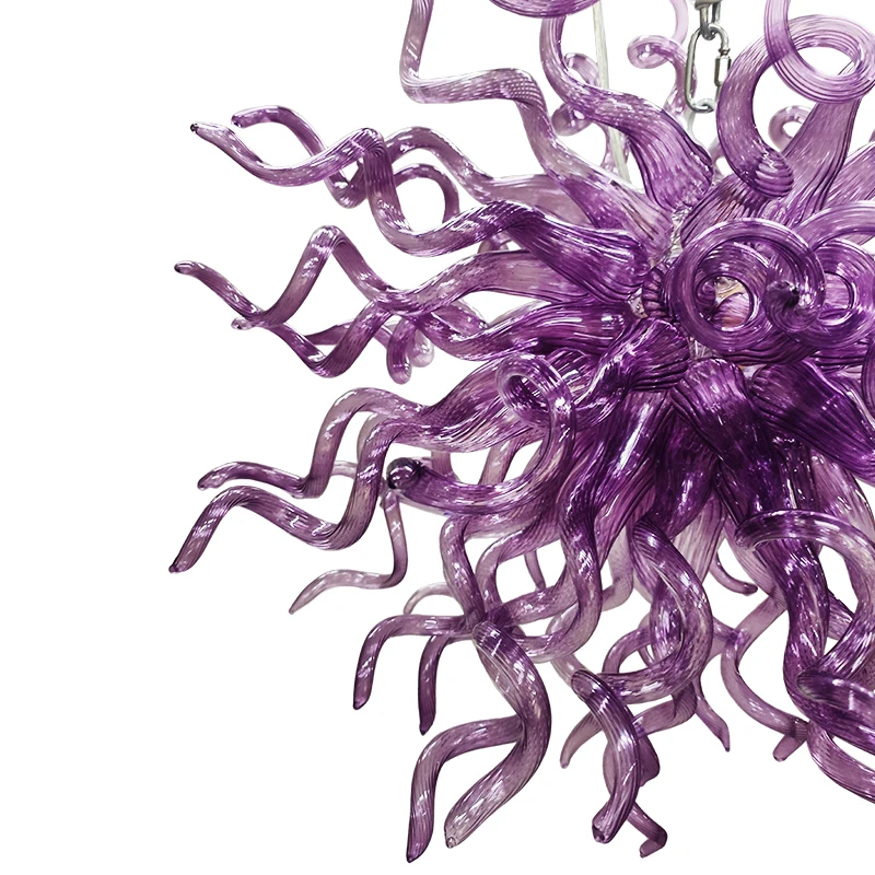 Imagem -05 - Longree Purple Chandelier Lamp Iluminação Artesanal de Vidro Soprado Luminária Suspensa para Sala de Estar em Casa Estilo Chihuly