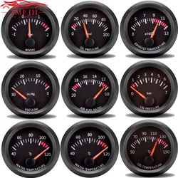 52MM Gauge 12V Water Temp Oil Temp Gauge Oil Press Fuel Volts Gauge Air Fuel Ratio Boost Exhaust Temp Racing Meter Black