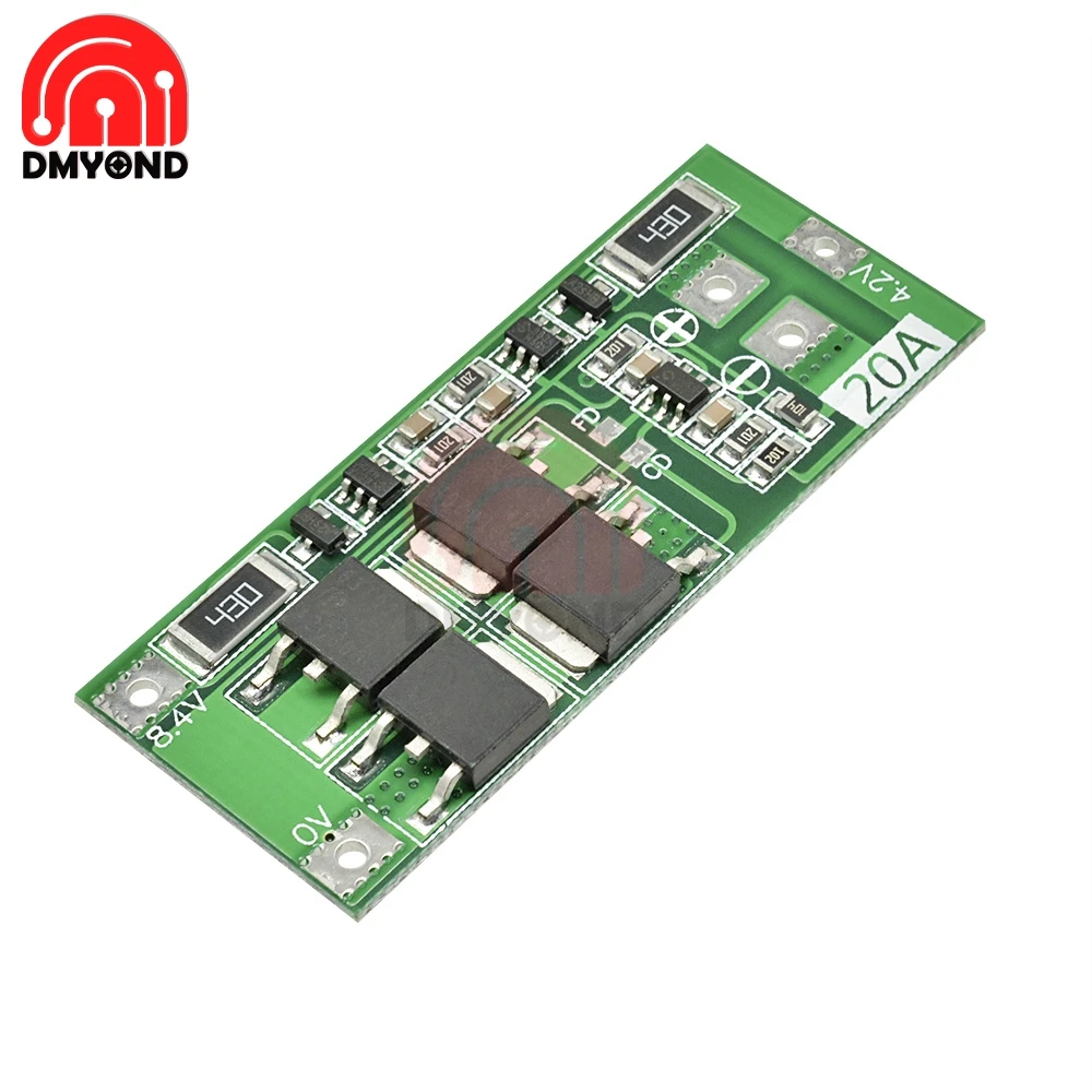 2S 20A Lithium Battery Protection BMS Board Lipo Cell Module with Balancer Intergrated Circuits for Drill Motor Lipo Cell Module