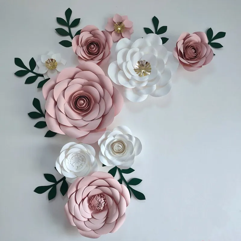 

Handmade Paper Rose Flowers Wedding Backdrop Decoration Window Display Ornament Home Decor Flower Wall Set
