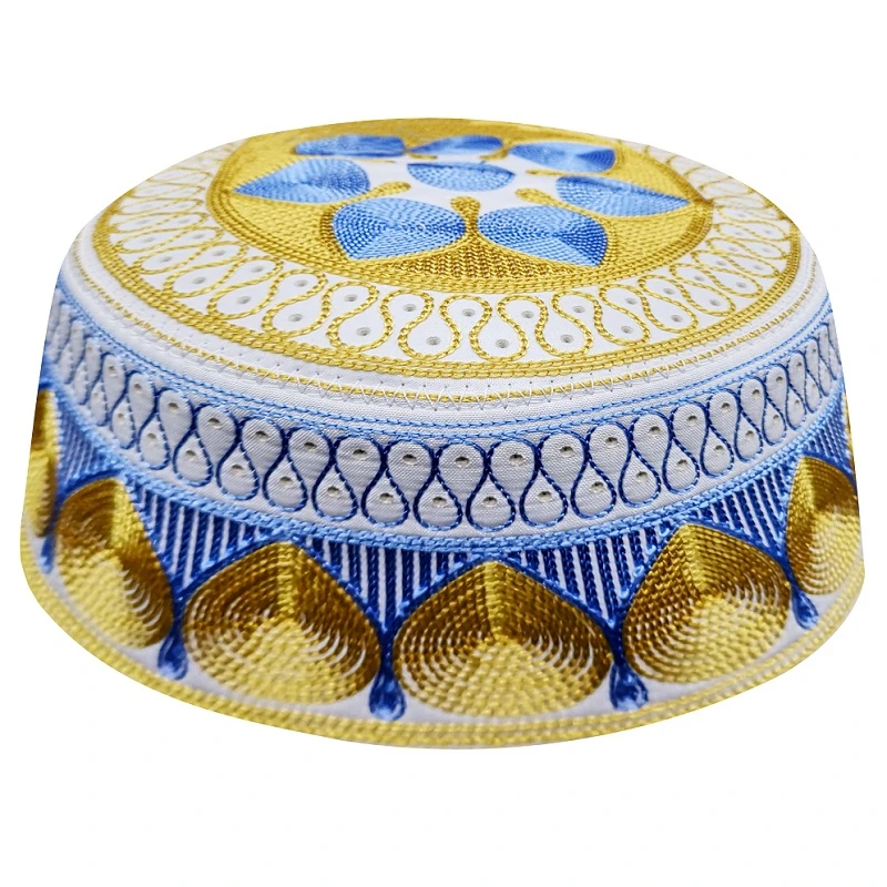 

Golden Blue Topi Kippah Islam Prayer Rug Saudi Abaya Prayer Caps Seccade Шапка Ислам Men Намаз Mütze Damen