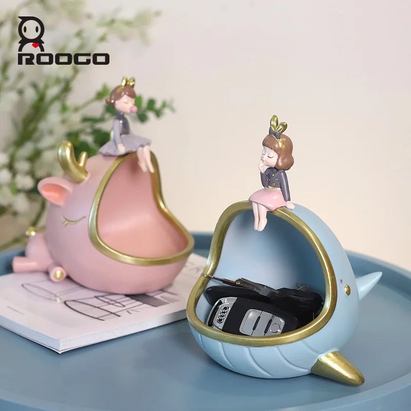 

Roogo Light Luxury Girl European Style Storage Box Decoration Creative Home and Living Room Decor Candy Key Collecter