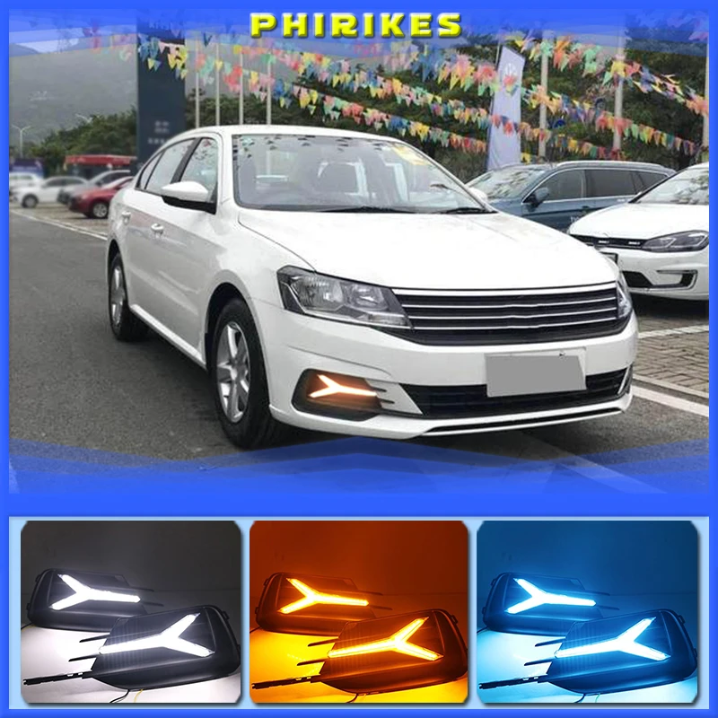 

1 Pair For Volkswagen VW Lavida 2019 with Yellow Trun Signal Light Blue Night Lamp LED DRL Daytime Running Light
