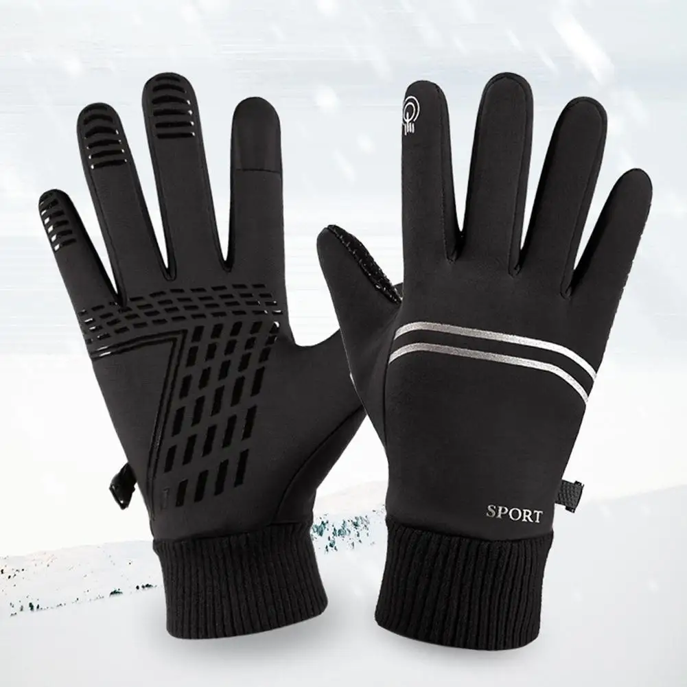 Guantes de ciclismo para hombre y mujer, manoplas calientes impermeables, resistentes al viento, para exteriores, gruesas y cálidas, con pantalla táctil, Unisex