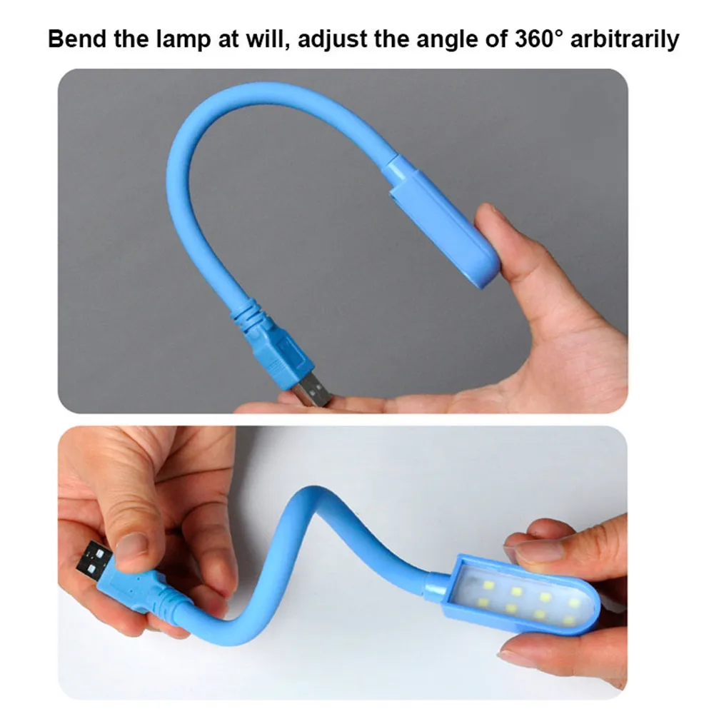 26cm Mini USB Reading Lamp Portable Ultra Bright 8LEDs LED Lamp Flexible Book Light for Power Bank Laptop Notebook PC Computer