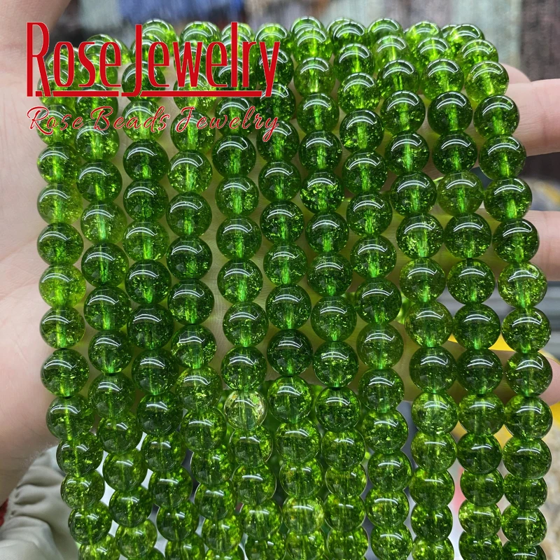 Natural Green Peridot Crystal Quartz Beads Round Loose Beads 4 6 8 10 12 MM Pick Size for Jewelry Making DIY Bracelet 15\