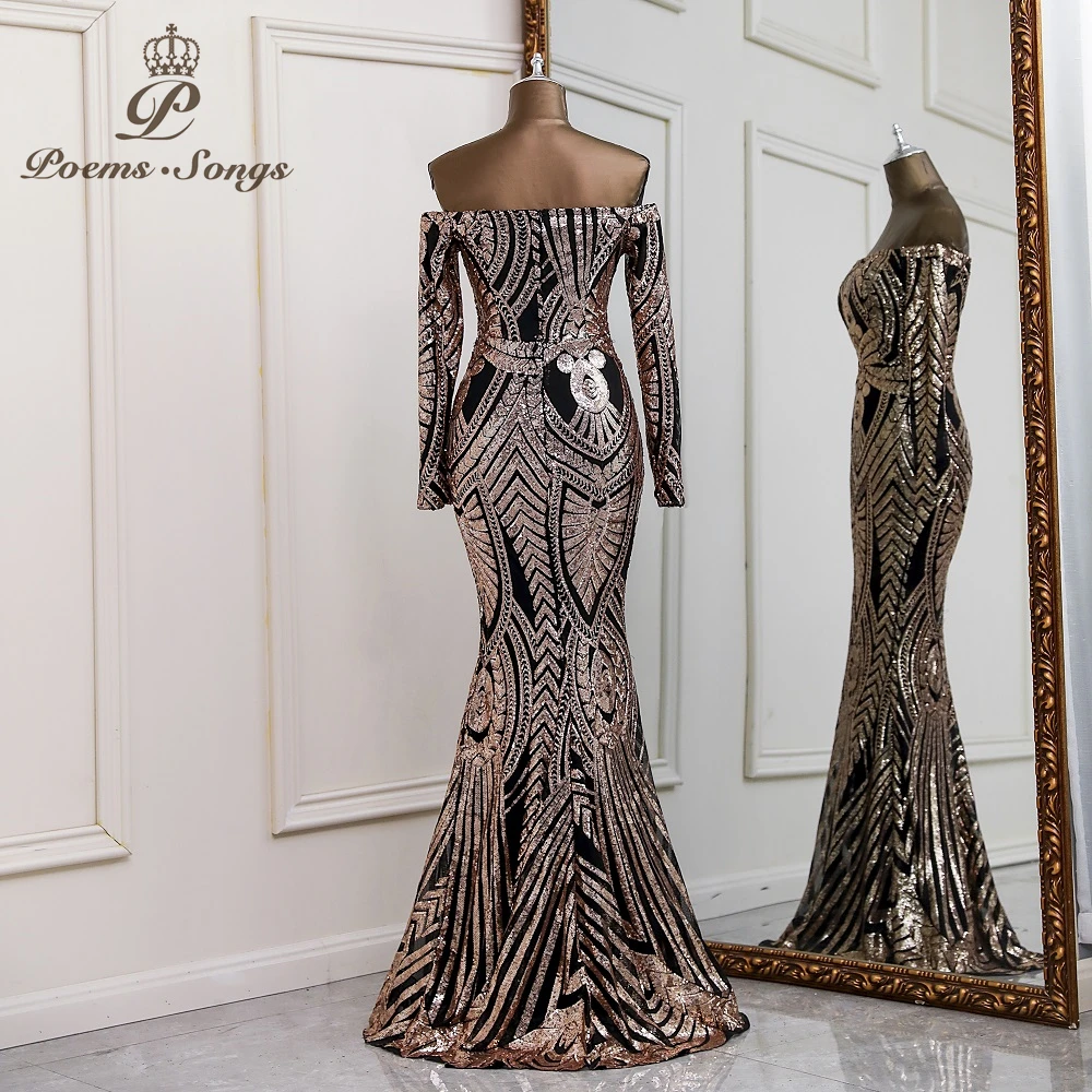 2022 Elegant Long sleeve sequins evening dresses prom dresses evening gowns vestidos de fiesta robe de soirée de mariage