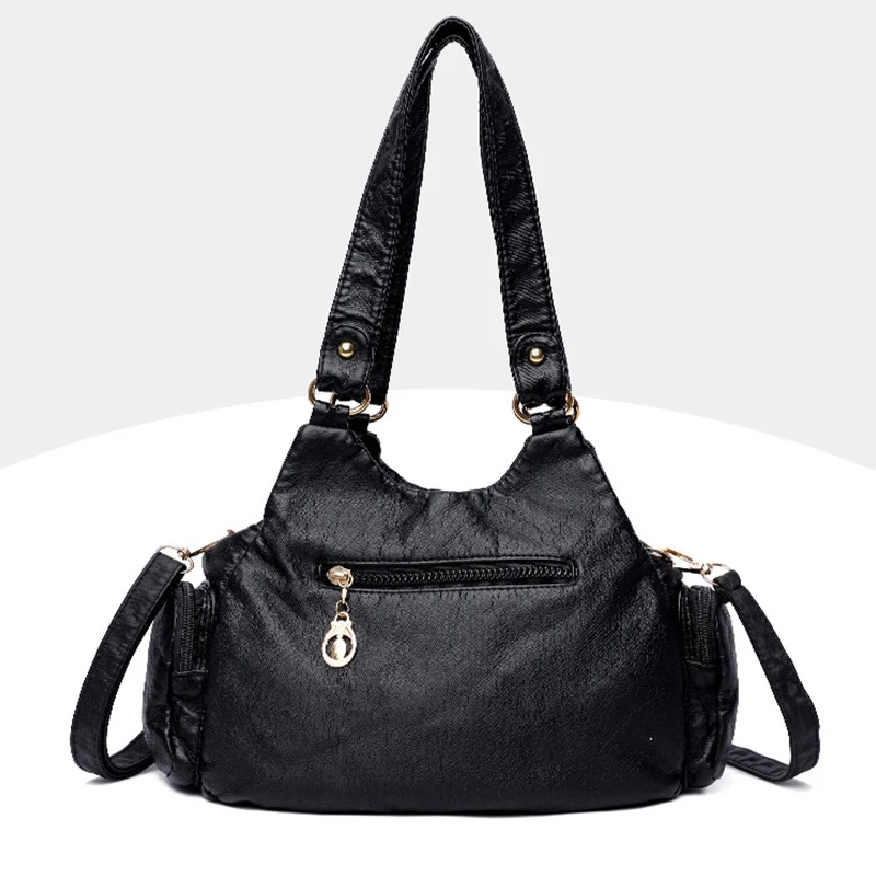 Yogodlns Vintage Weiche PU Leder Schulter Tasche Frauen Große Kapazität Handtasche Mode Umhängetasche Nähte Farbe Griff Tasche sac – Detail 31