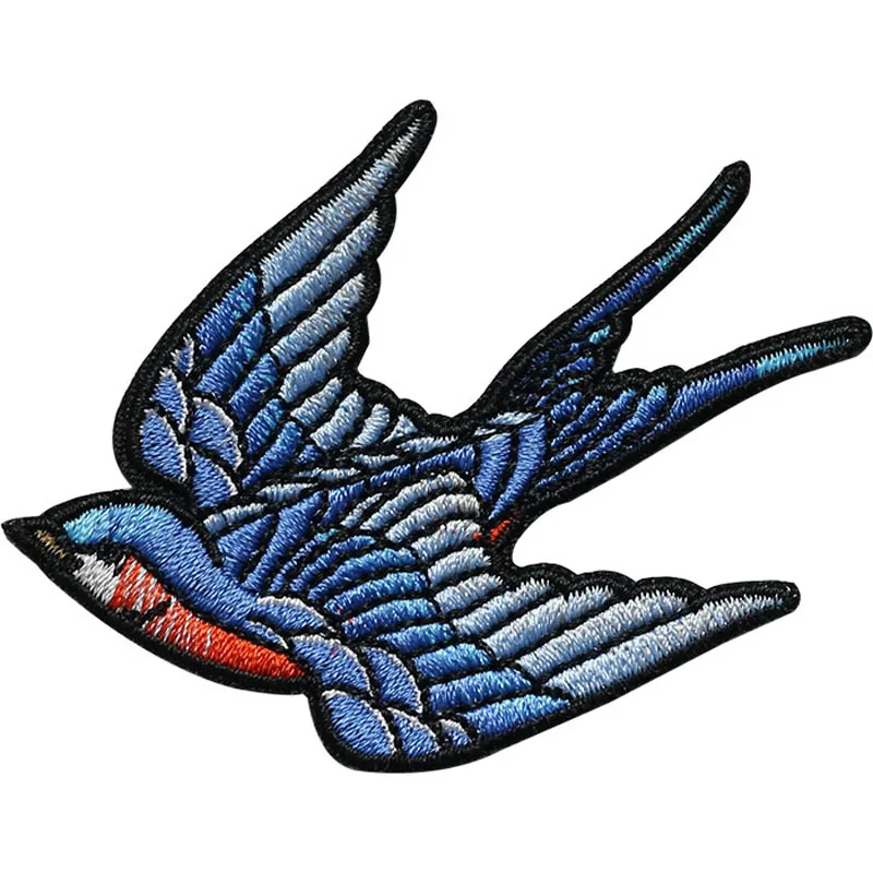 1 Piece Swallows Embroidery Repair Patches Bag Jacket Jeans Cartoon Stick On Patches for Clothes Fabric Glue Sticker