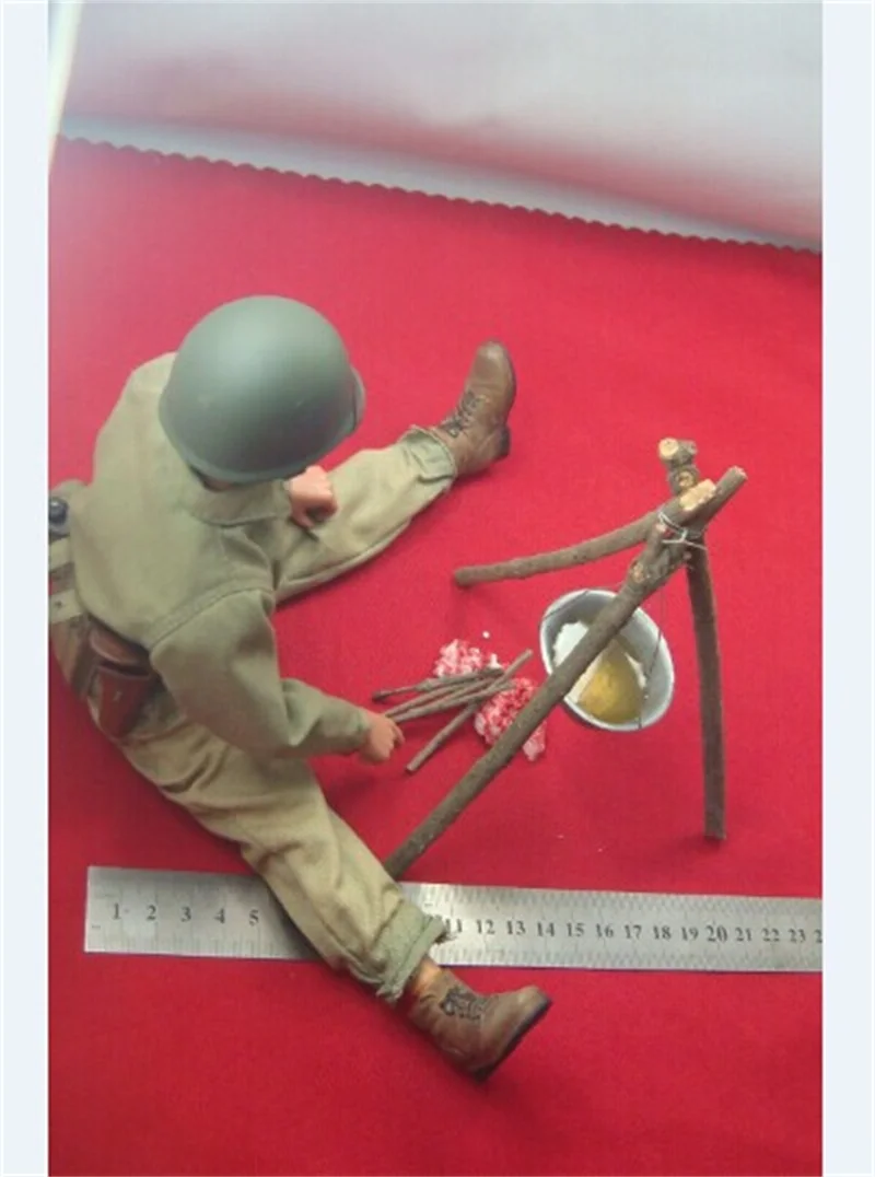 Big Sales 1/6th WWII Series Army Force Helmet Boil Water Picnic Camping Model Can For Body Doll Scene Component