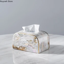 Light Luxury Marble Tissue Box Decoration Dining Table Coffee Table Napkin Box Household Living Room Ceramic Pumping Box