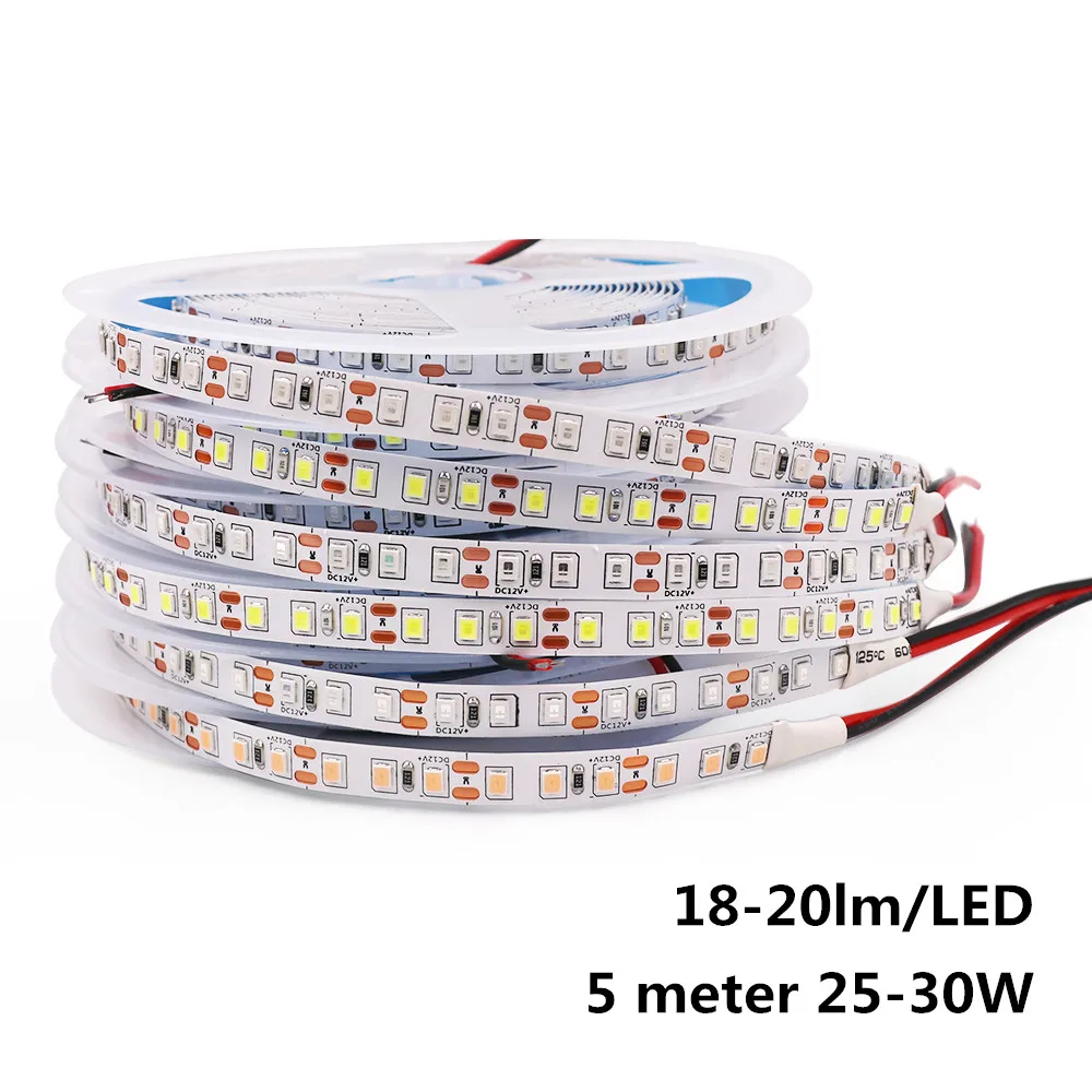 DC12V LED Strip Super Brighter 8mm Width 2835 120led/m Flexible Strip Light White/Warm white/Blue/Green/Red/Pink/Yellow 5meter