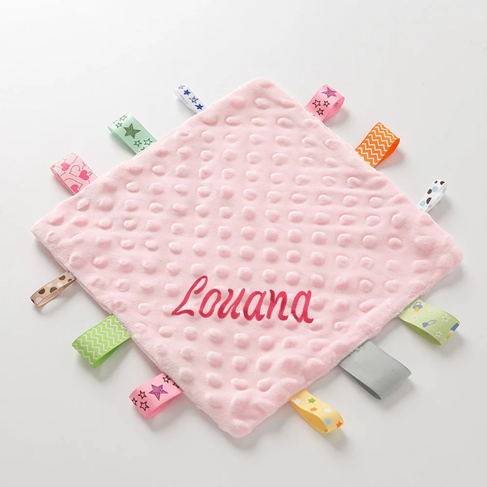 New Arrival Personalized Comforter Dimple Comforter Embroidered New Born Baby Baby Shower Gift Custom Name Kids Handkerchief