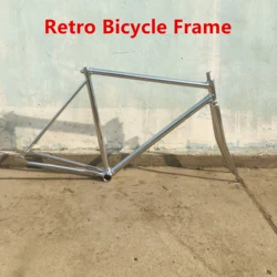 700C Vintage Bike Frame Retro Silver 52cm Single Speed Bicycle Fixie Commuter Lady High Strength Carbon Steel Cycling Parts