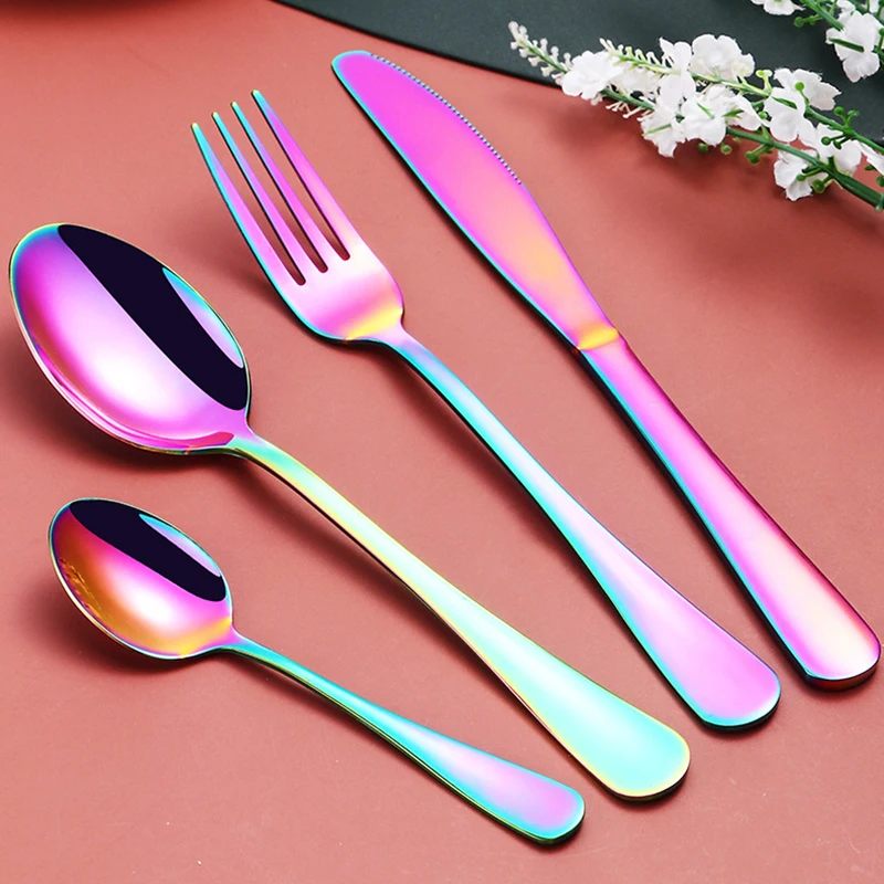 Stainless Steel Cutlery Set, Kitchen Tableware, Dishwasher Safe Fork, Spoon, Knife, Portable Dinner Set, Dinnerware, 24 Pcs