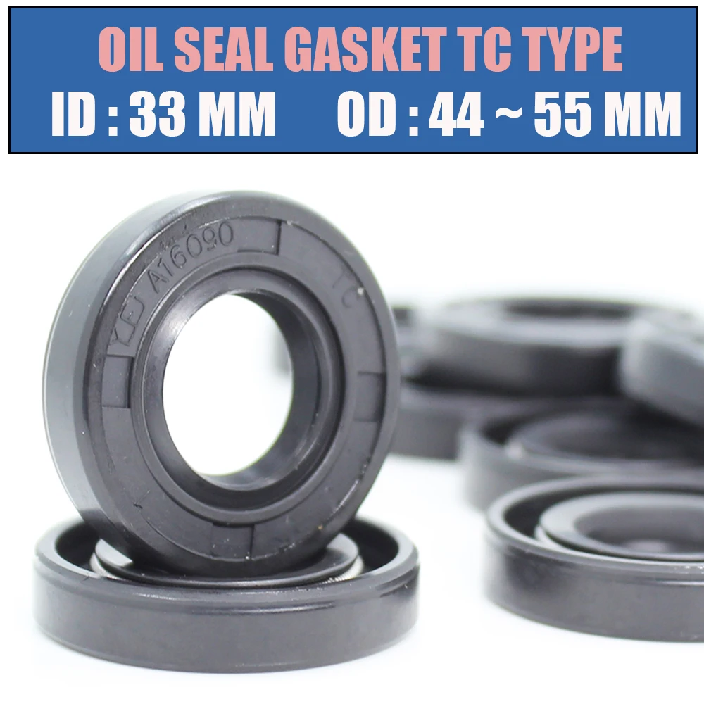 ID33mm Oil Seal Gasket TC Inner 33*44/45/46/47/48/50/52/55 mm 4Pcs NBR Skeleton Seals Nitrile Covered Double Lip With Garter