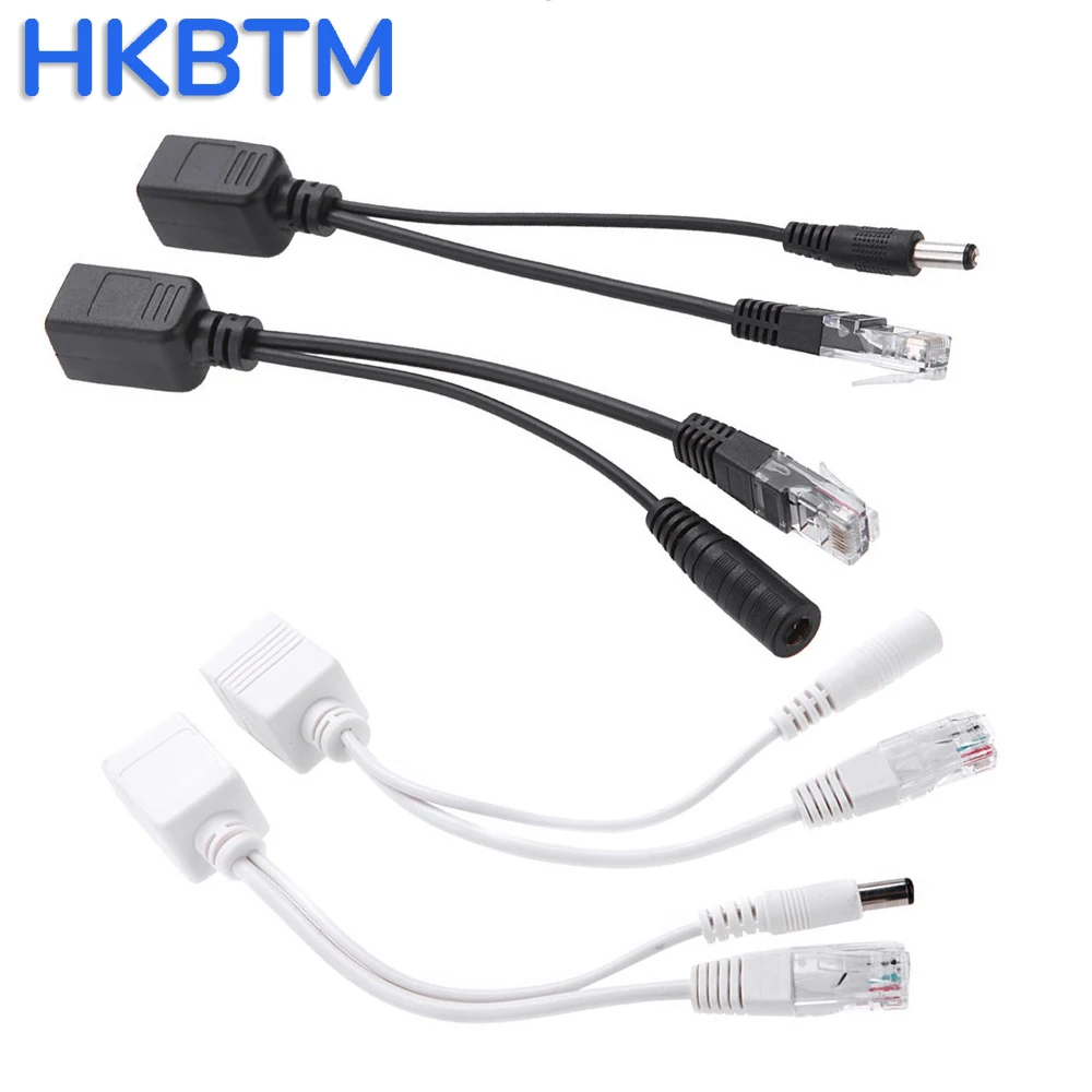 HKBTM POE Cable Passive Power Over Ethernet Adapter Cable POE Splitter RJ45 Injector Power Supply Module 12-48v For IP Camea