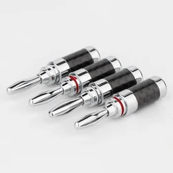 8/12 Black Carbon Fiber Speaker Banana Plug Connector Brass Rhodium Plated Speaker Audio Video Banana Connector DIY Banana Term