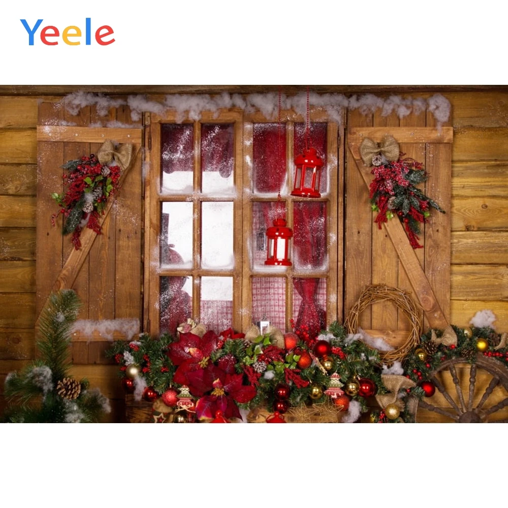 

Yeele Christmas Background Photophone Wood House Winter Snow Barn Warehouse Window Baby Photography Backdrop For Photo Studio