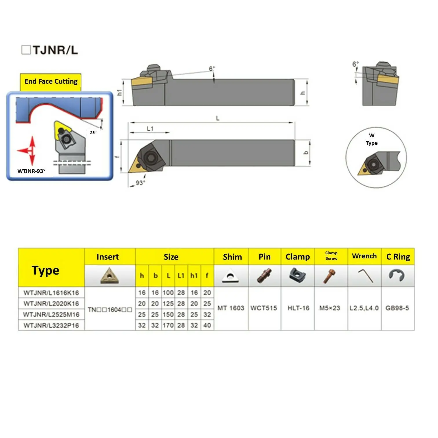 WTJNR1616H16 WTJNR2020K16 WTJNR2525M16 External Turning Tool Holde for TNMG160404/08 Carbide Inserts Metal Lathe Tools