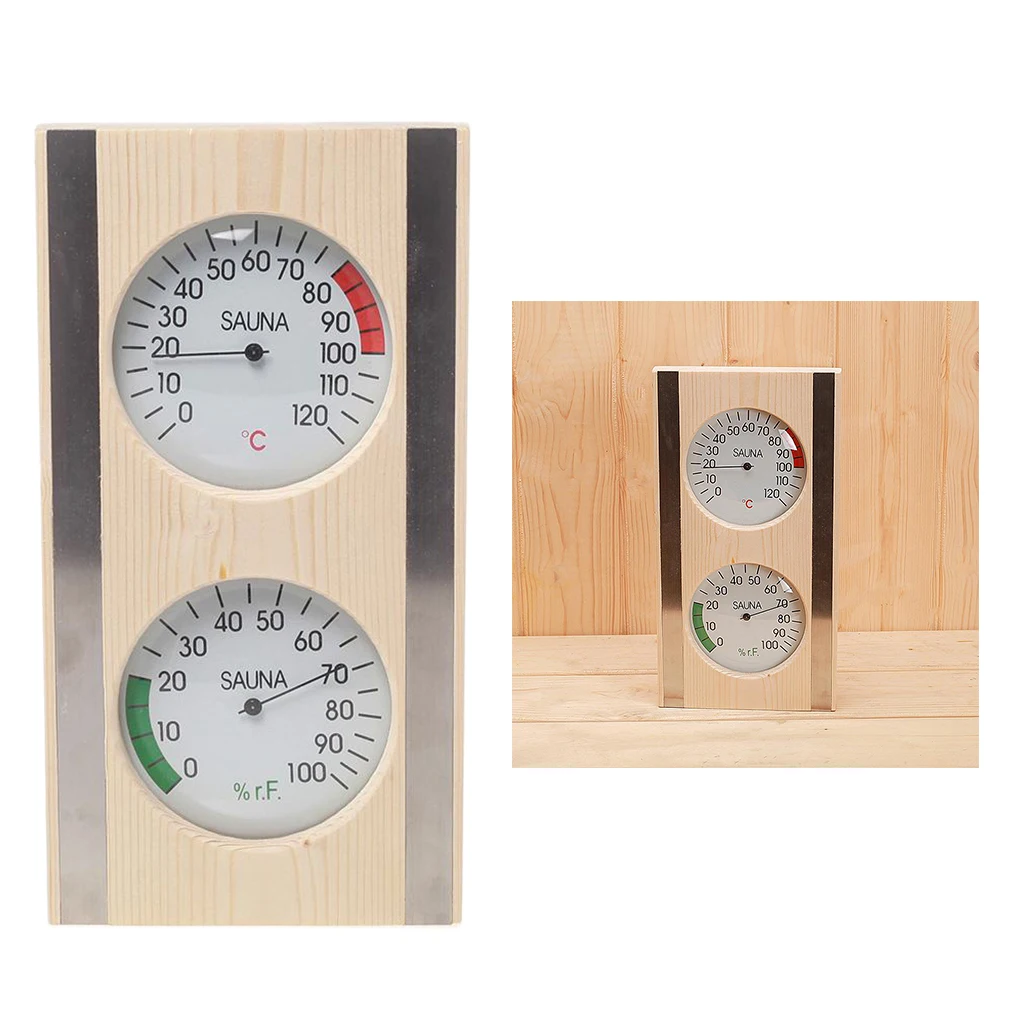 Sauna Thermometer&Hygrometer 2 in 1 Wood Hygrothermograph Sauna Room Accessories