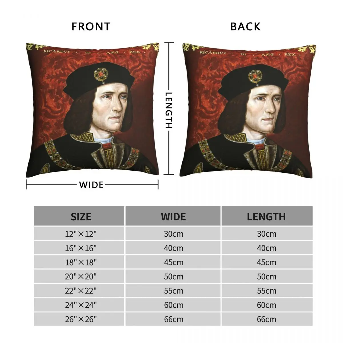 Portrait Of King Richard III Square Pillowcase Polyester Linen Velvet Pattern Zip Decor Home Cushion Cover