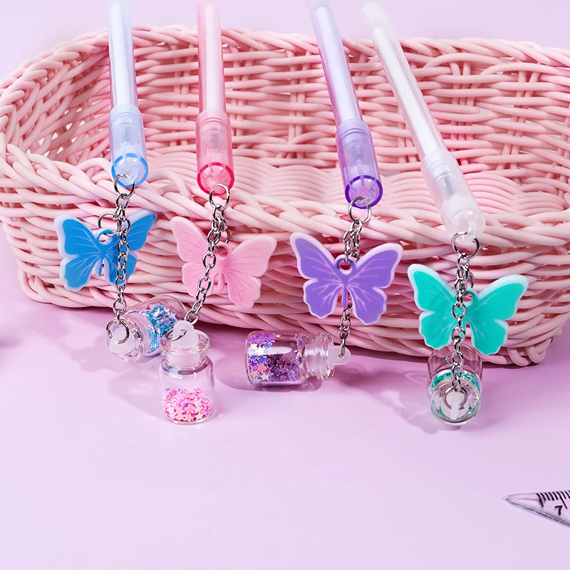 Ellen Brook 1 PCS Butterfly Pendant Toy Gel Pen School Officel Supplies Stationery Cute Kawaii Creative Lovely Sweet