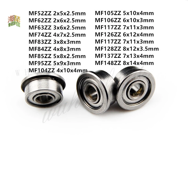 

5pcs MF52ZZ MF62ZZ MF63ZZ MF74ZZ MF83ZZ MF84ZZ To MF148ZZ Miniature Flange Bearing Thin Wall Metal Shielded Flanged Bearings