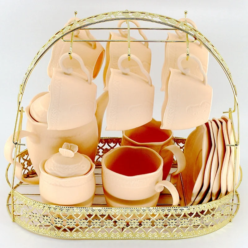 Gold Large-Capacity Storage Rack Plating Coffee Cup Hob Dish Rack Can Hang Most Cups, Saucers, Spoons and Pot Metal Stand Holder