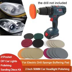 2 Inch 50MM Car Headlight Repair Set Polishing Tool Wet/Dry Sanding Sandpaper Kit Sanding Discs Cleaning Paint Care Auto Beauty