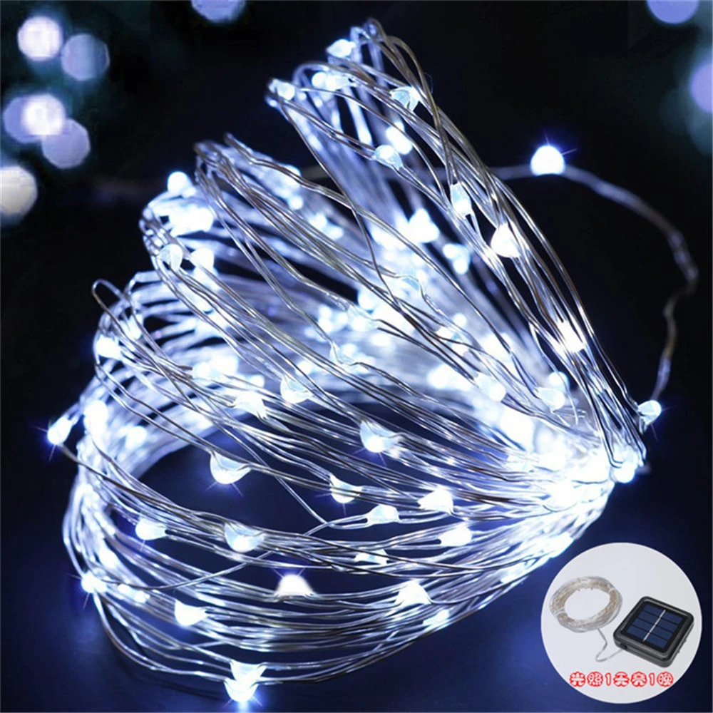 Solar String Fairy Lights 10m 100LED Waterproof Outdoor Garland Solar Power Lamp For Wedding Christmas Garden Decoration