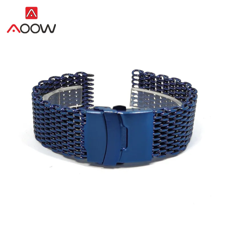 18mm 20mm 22mm 24mm Milanese Strap Stainless Steel Mesh Solid Metal Folding Buckle Men Replacement Band Bracelet Watch Accessori