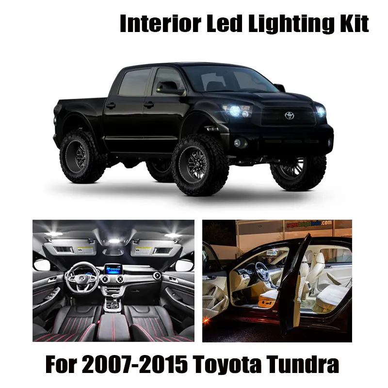 12pcs White LED Interior Light Reading Dome Bulbs Kit Fit For Toyota Tundra 2007-2011 2012 2013 2014 2015 Mirror License Lamp