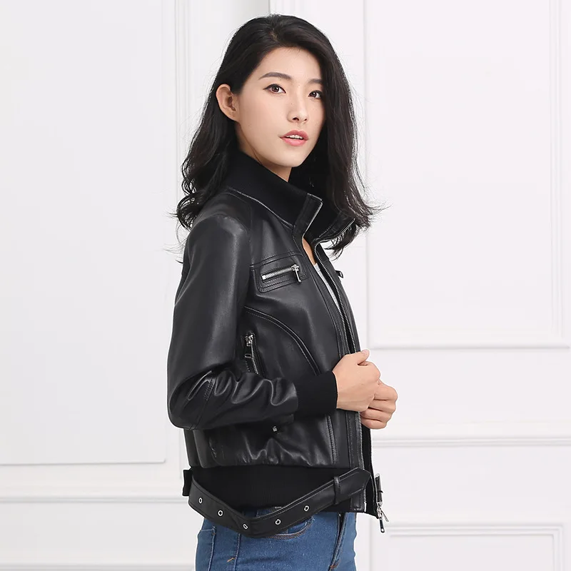 Genuine Jacket Women 2020 Real Sheepskin Leather Coat Korean Streetwear Slim Jackets Chaqueta Mujer YFN-1515 YY436