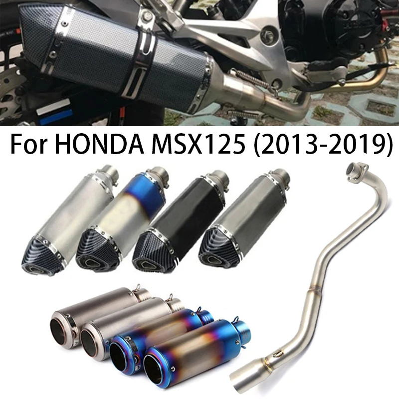 

51mm Modified Motorcycle Exhaust Middle Link Pipe With Muffler Full System For Honda GROM MSX125 MSX 125 2012-2015