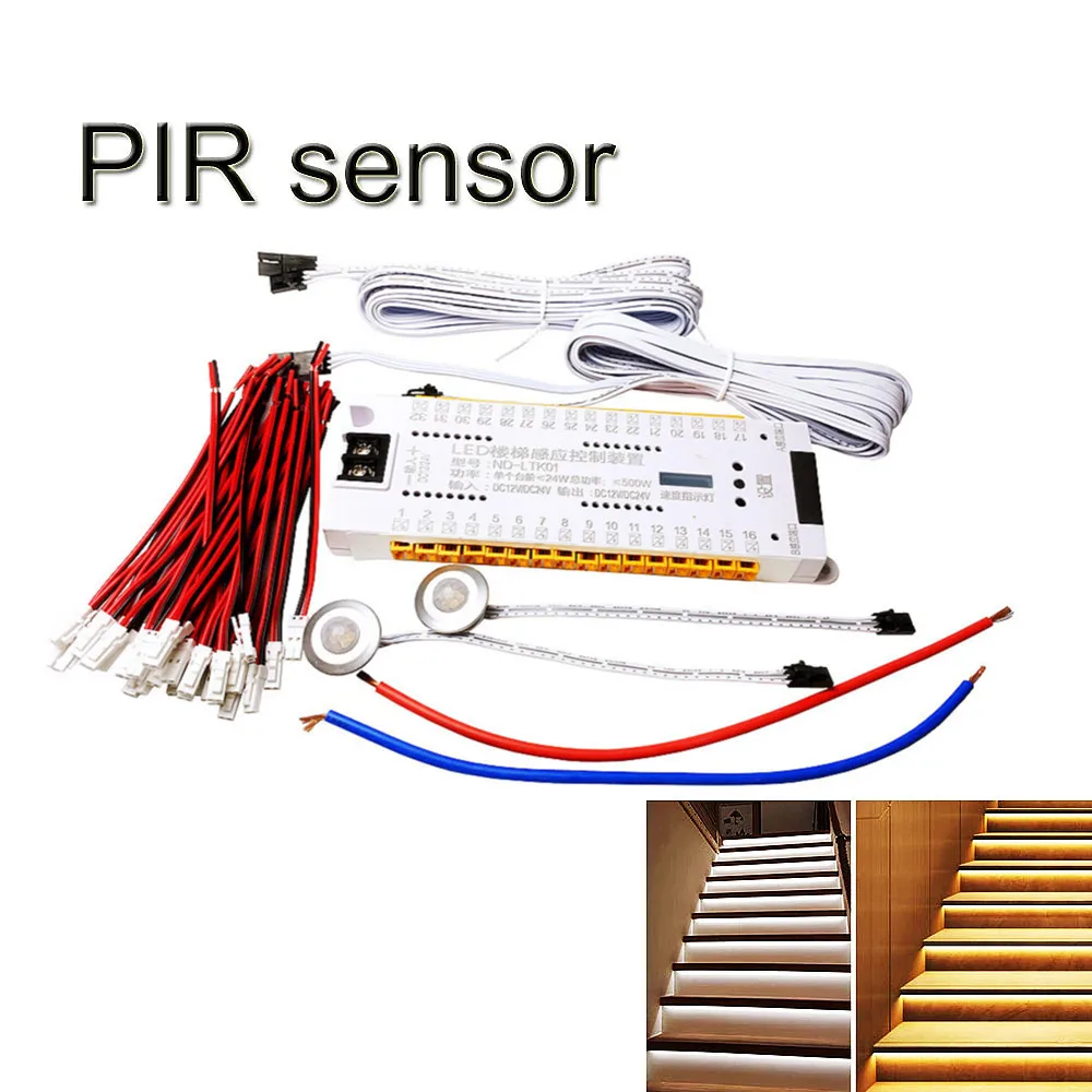 Stair LED Light Step Controller With Dual PIR Motion Sensor And DuPont Head Connector No Wirling Staircase Lamp Strip Controler