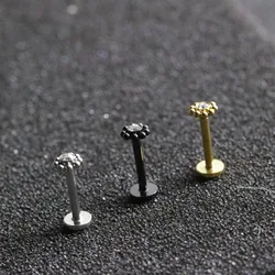 Hot sale 316L stainless steel internal thread Zircon Trinity ball labret tragus helix conch cartilage piercing earring пирсинг