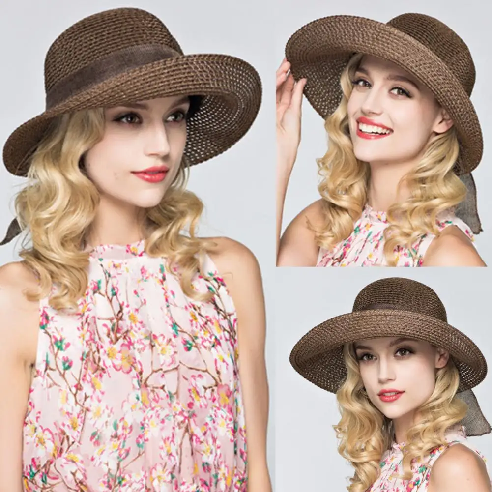 Summer Sun Hats for Women Breathable Large Brim Foldable Straw Hat Sun Caps Outdoor Sun Bucket Hats chapeau femme