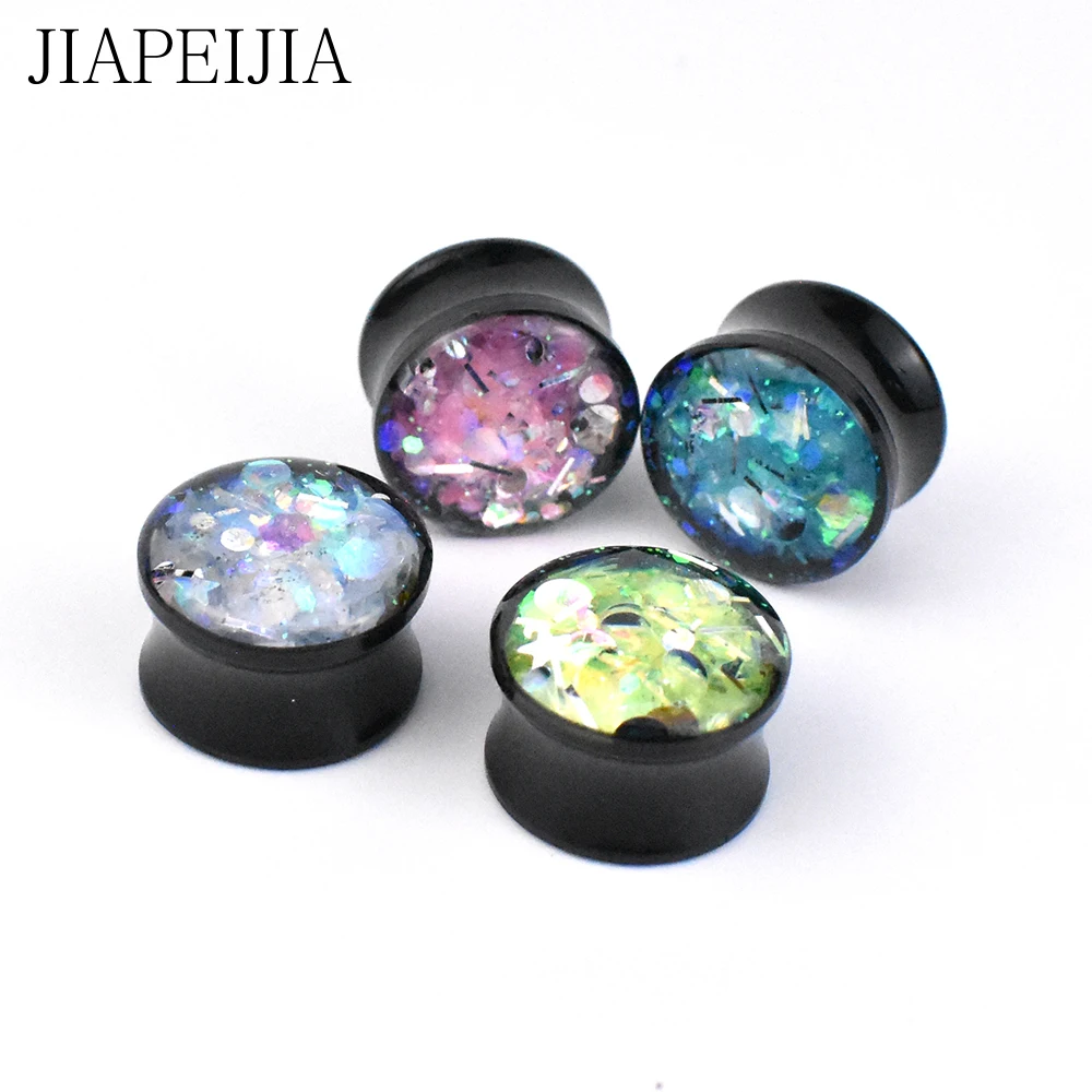 6-30mm Colorful Paillette Acrylic Ear Tunnels Gauge and Plugs Stretcher Expander Piercing Earring