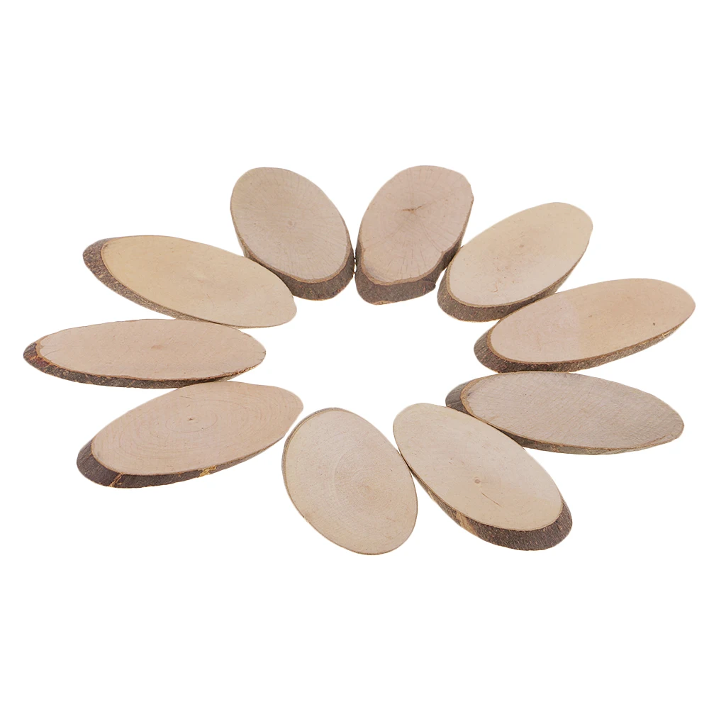 10pcs 70-90mm Wood Log Slices Oval Wedding Pyrography Rustic DIY Craft Decor