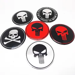 Autocollants Logo tête de mort 65mm, 4 pièces, badges pour centre de roue, accessoires de style automobile