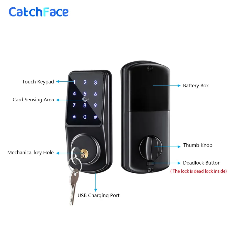 Tuya APP Electronic Door Lock WIFI Keyless Entry Door Lock With Digital App IC Card Mechanical Key  Home Mortise Lock