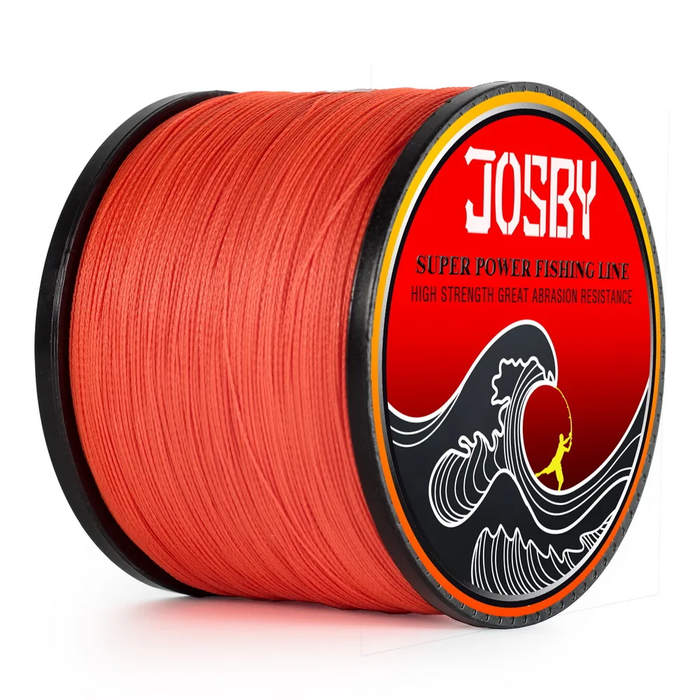 JOSBY 4 Strands 1000M PE Braided Fishing Line Saltwater Weave Carp Fish Cord Pesca Wire Super Strong Orange  Multicolor Color