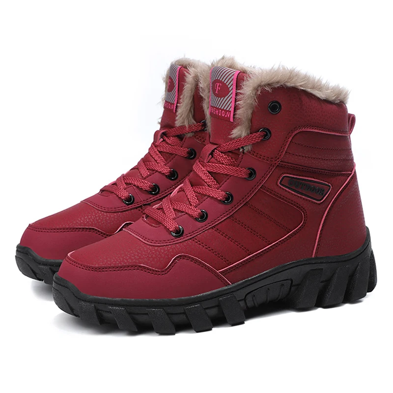Winter Women High-Top Trekking Ankle Boots Hiking Shoes Mountain Outdoor Hike Tracking Treking Sneakers Plush Warm Shoes