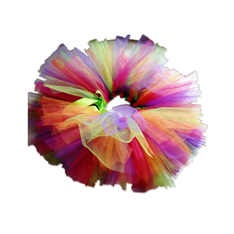 Girls Fluffy Tutu Skirt Rainbow Color Dance Ballet Tutu Skirt Girl Baby Birthday Party Wear Halloween Costume Clothing Kids