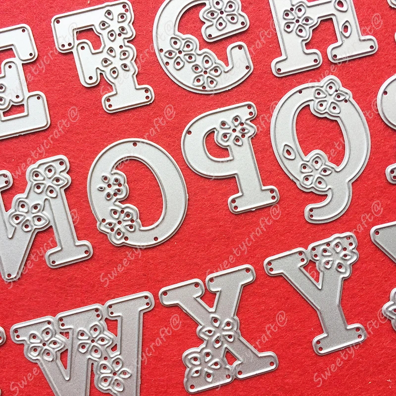 Metal Cutting Dies Stencils Flower Alphabet Letter Frame Dies Scrapbooking Stamp Craft Background Die Cut New 2024 Card Making